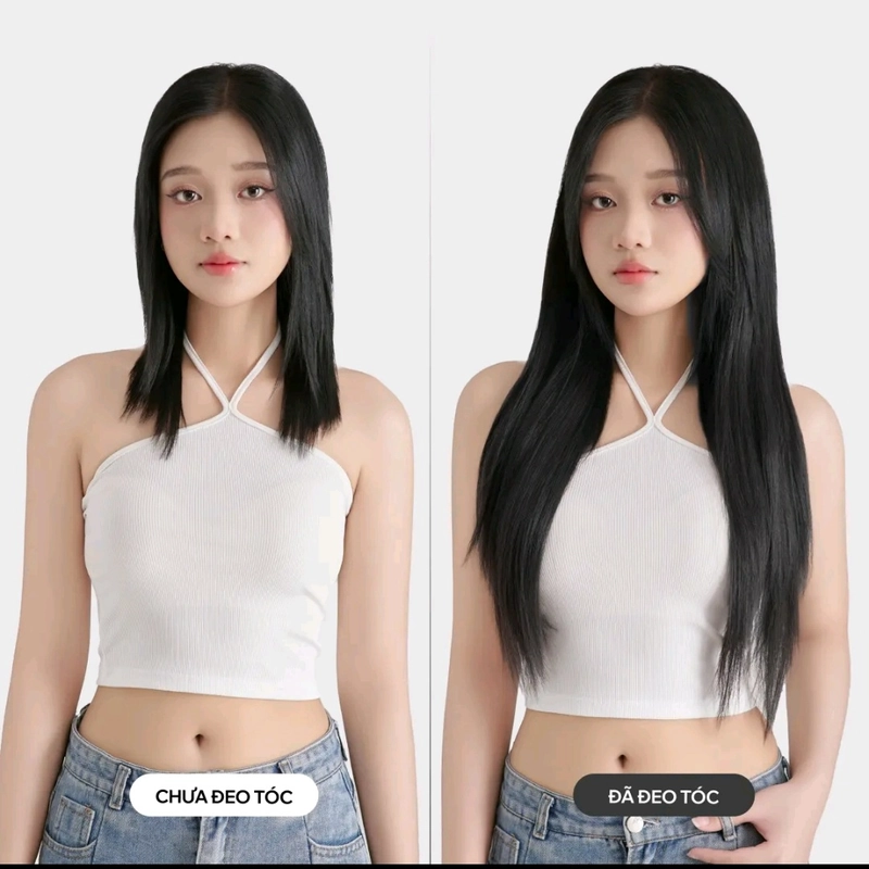 Tóc giả kẹp phím Capelli 45cm màu nâu đen new 90% 469944