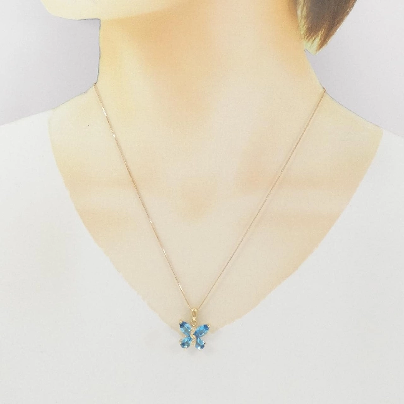 K18YG/K18PG Dây chuyền ngọc bích bướm - Hàng hiệu Authentic 859356