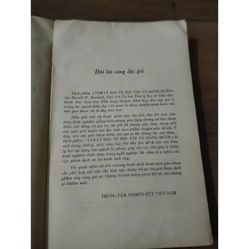 Tâm Lý Học về Học Tập và Giảng Huấn-Sách xưa-Harold W. Bernard-Hiếm còn sót lại 786335