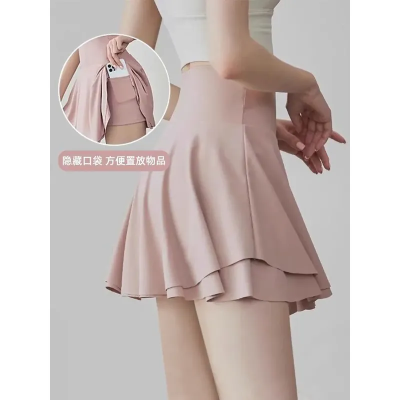 Quần váy thể thao xếp ly cạp cao màu đen (mới) 706681