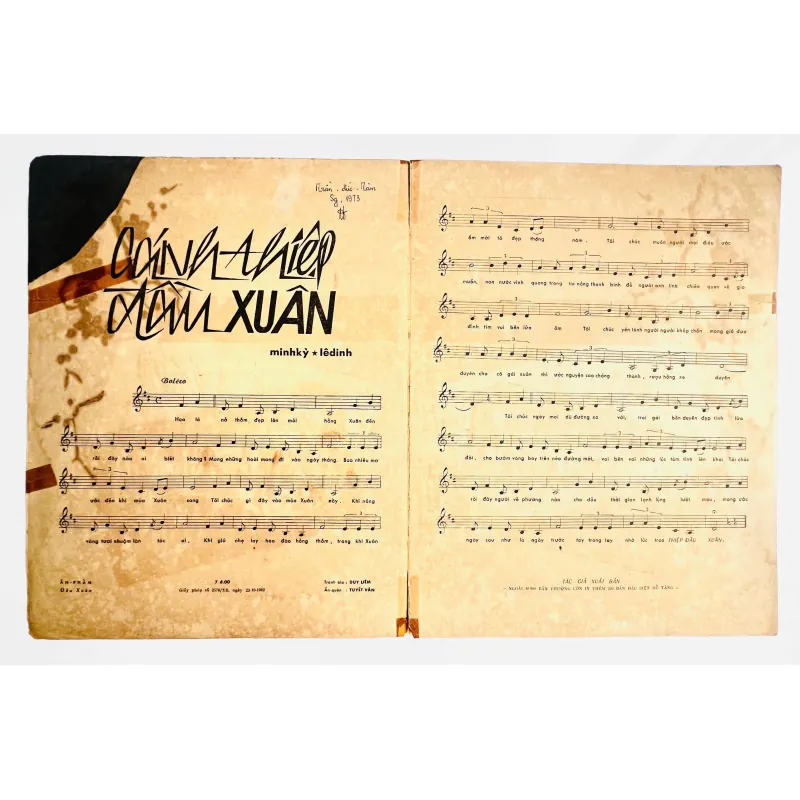 Tờ Nhạc Xuân 1962: CÁNH THIỆP ĐẦU XUÂN - Minh Kỳ & Lê Dinh (Bìa Đỏ Duy Liêm Tuyệt Đẹp) 728135