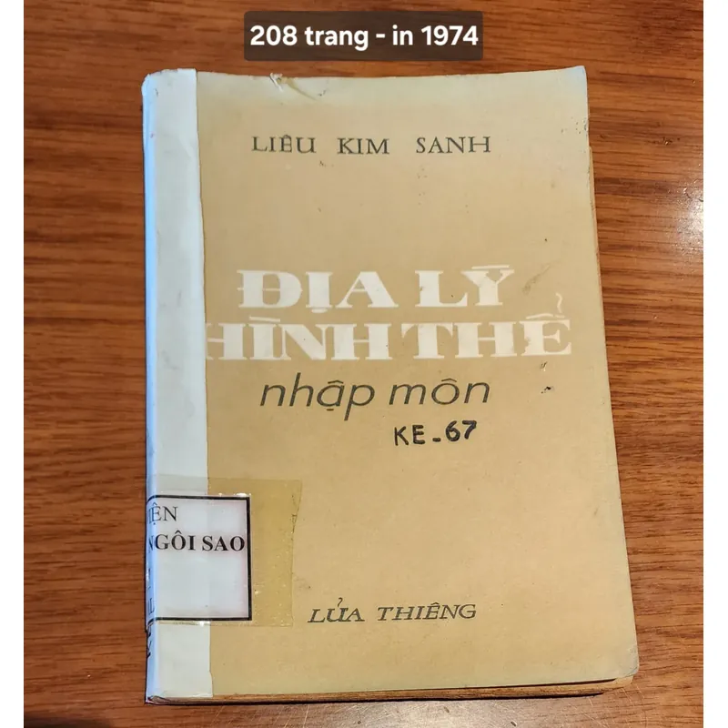 Sách trước 1975 - ĐỊA LÝ HÌNH THỂ NHẬP MÔN 702915