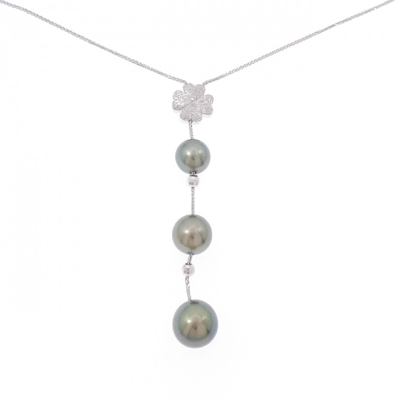 K18WG Cỏ ba lá Ngọc trai đen Dây chuyền - Hàng hiệu Chính hãng 861291