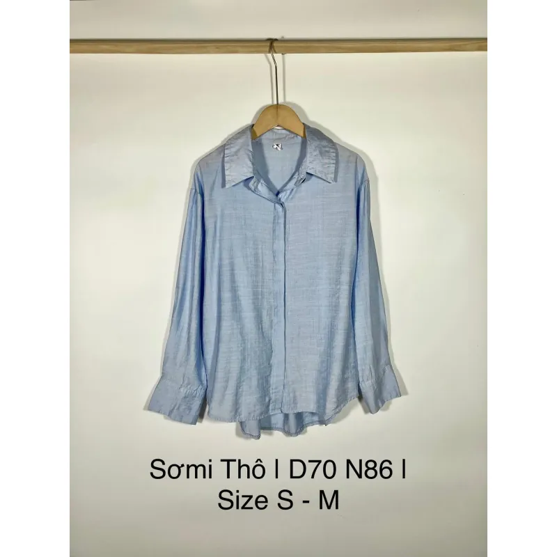 Áo Sơ mi Thô Basic Màu Xanh Fit < 55Kg 797818