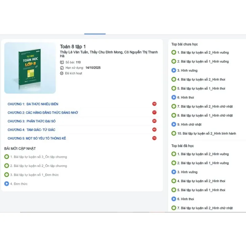 Sách 2026 - Tự học Toán 8 Tập 1+2 792795