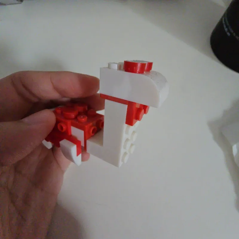 Mô hình lắp ghép khủng long cổ dài mini đỏ trắng 960829