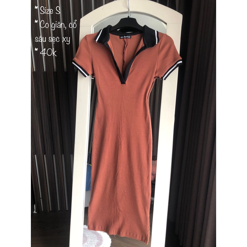 Đầm thun gân body size S 493288