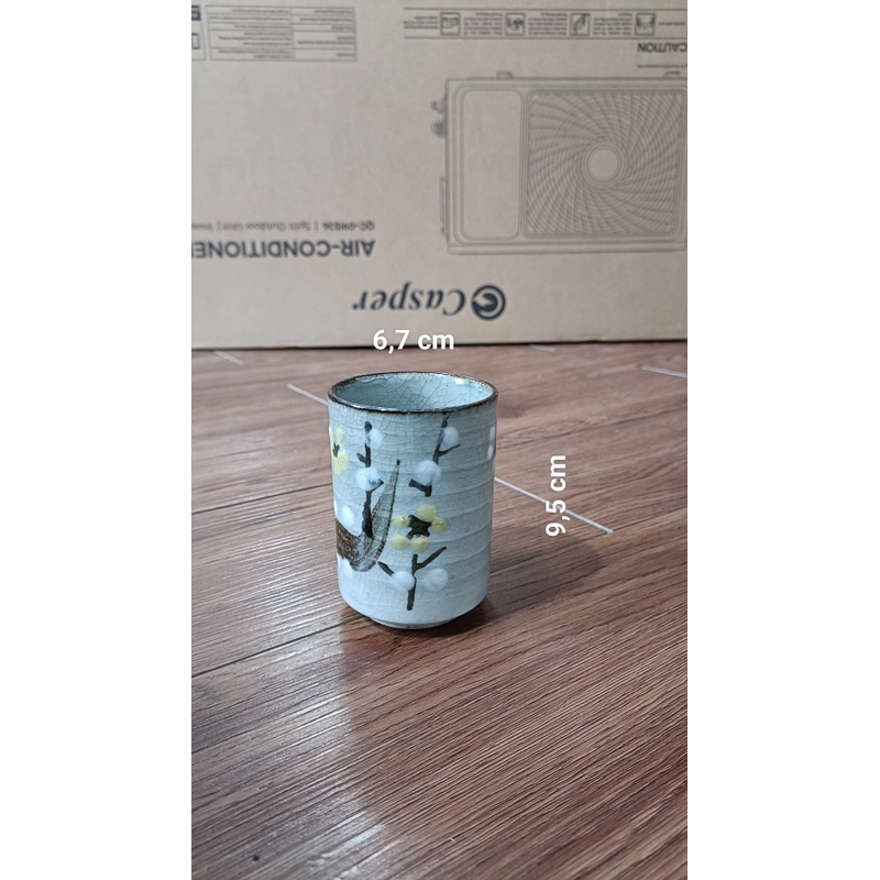 Bộ cốc ly chén gốm Nhật -(Men Mộc + Men Rạn)-(Bộ 5 Ly + 1 Khay)[Ly uống nước, trà, cà phê] 470509