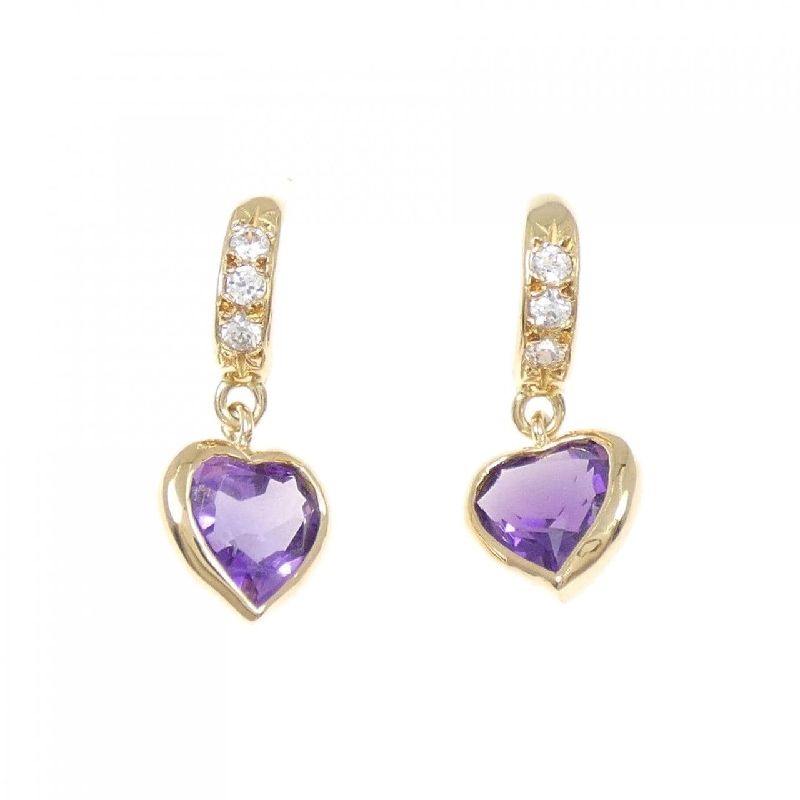 Trang sức Star Jewelry Bông tai Hình trái tim Amethyst - Hàng hiệu Chính hãng 845468