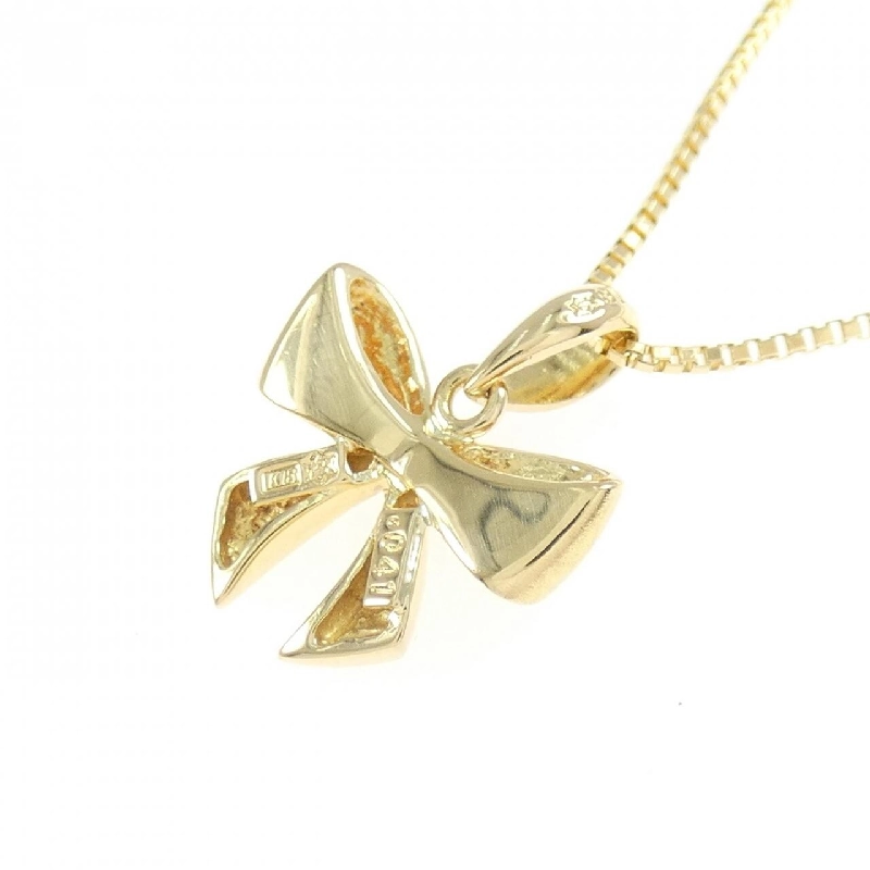 K18YG Dây chuyền kim cương hình ruy băng 0.041CT - Hàng hiệu Chính hãng 858227