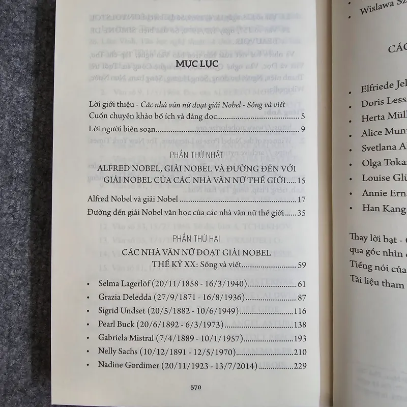 Các nhà văn nữ đoạt giải Nobel sống và viết 994523