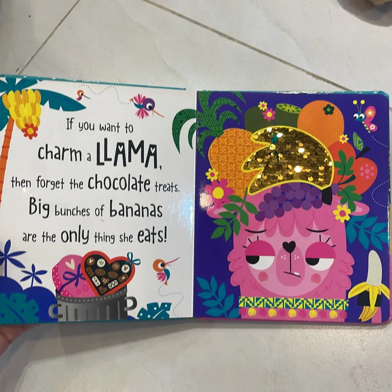 NGOẠI VĂN tiếng anh trẻ em bìa cứng : How to charm a LLAMA - with two-way sequins!  1027554