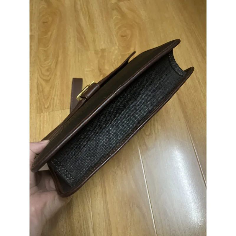 Clutch nam hiệu da thật phối canvas 2hand 1002006