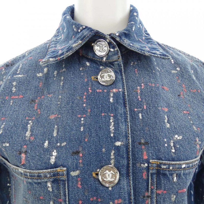 CHANEL METIERS D’ART LOOK 38 P75259V66855 23A Áo khoác denim - Hàng hiệu Authentic 809311