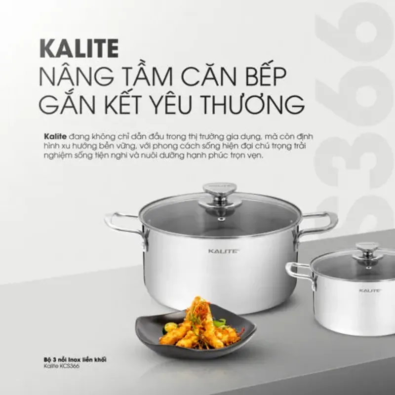 Bộ 3 Nồi Inox Liền Khối Kalite KCS366 – 3 Size 18/20/24cm Linh Hoạt, Dẫn Nhiệt Nhanh 589183
