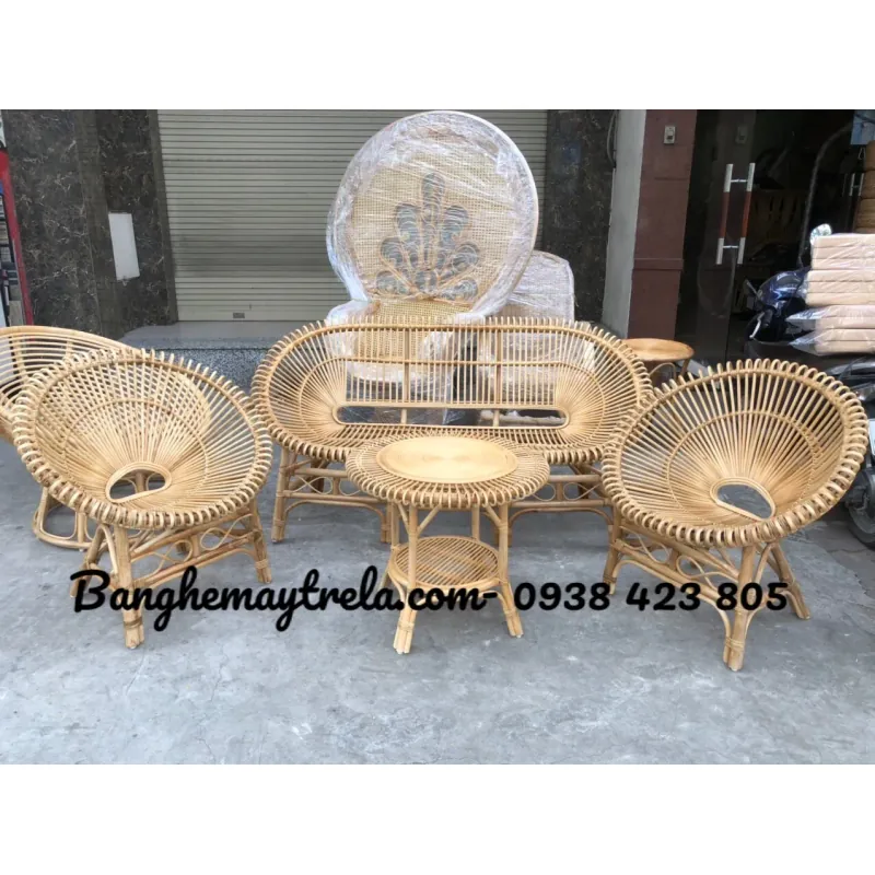 Bàn ghế mây nhỏ gọn cánh sen 562219