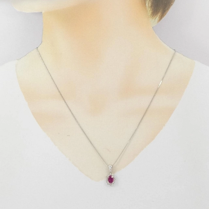 Dây chuyền ruby PT900/PT850 0.75CT - Hàng hiệu Authentic 859312
