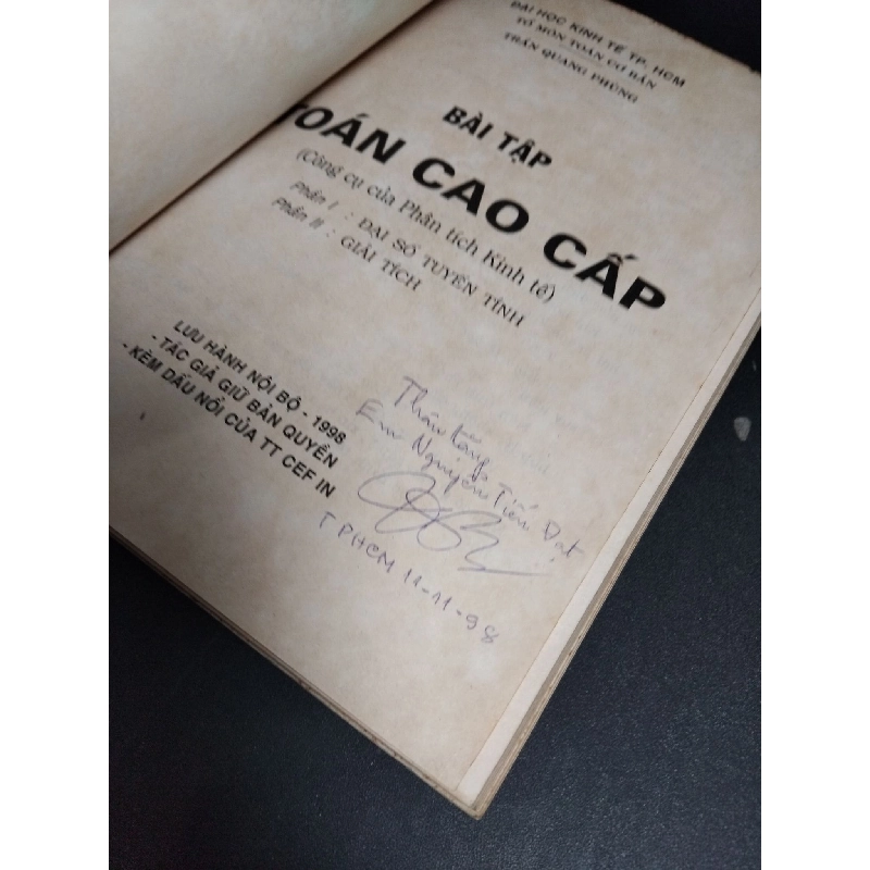 Bài tập toán cao cấp mới 70% ố vàng có viết trang đầu 1998 Trần Quang Phùng HCM2103 GIÁO TRÌNH, CHUYÊN MÔN 918747