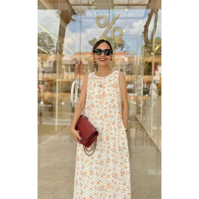 Ðầm ren hoạ tiết hoa cam 1002228