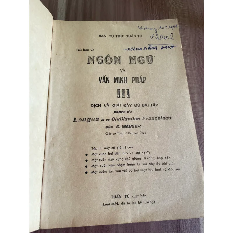 BAN TU THƯ TUẤN TÚ - NGÔN NGỮ VÀ VĂN MINH PHÁP TẬP 2,3 626568