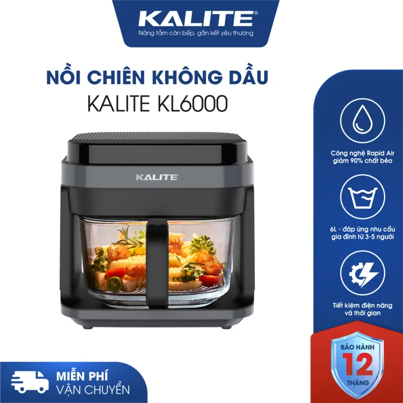 💨 Nồi chiên không dầu KALITE KL6000 6L – Giòn rụm, nấu nhanh, an toàn sức khỏe 705946