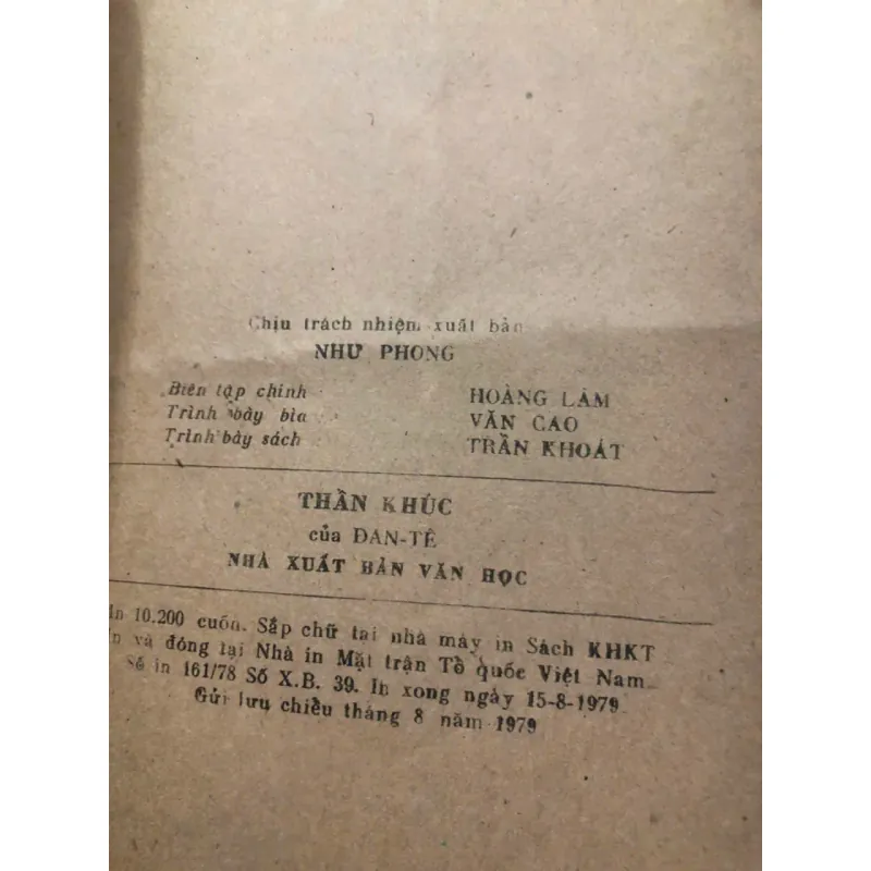 Thần Khúc - Đan Tê (Dante Alighieri) nhà xuất bản Văn Hoá 1978 1021618