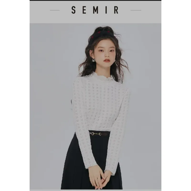 Semir Áo Thun Dài Tay Áo Chui Đầu Ren Thiết Kế Cho Nữ Áo Thun Dệt Kim 791327