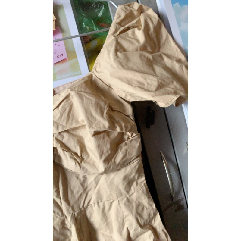 Đầm kaki nhún ngực vai trễ 478405