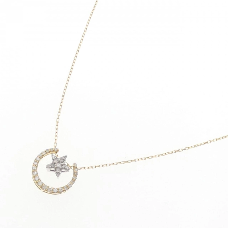 K18YG/K18WG 2WAY Ngôi sao Kim cương Dây chuyền 0.12CT - Hàng hiệu Chính hãng 860272