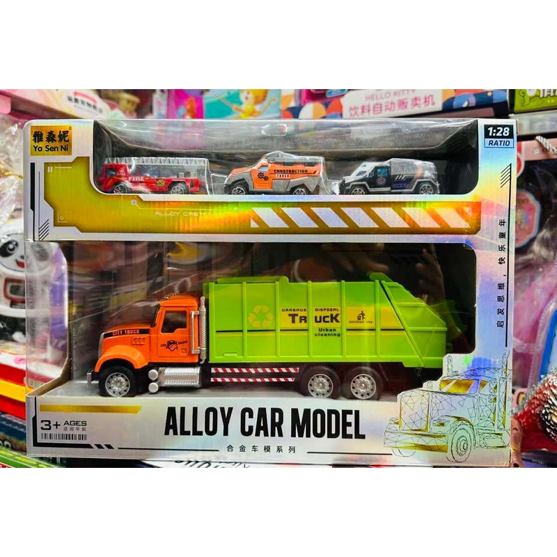 Bộ đồ chơi xe tải to chở 6 xe nhỏ chạy bằng đà 551-2 Alloy car model 330267