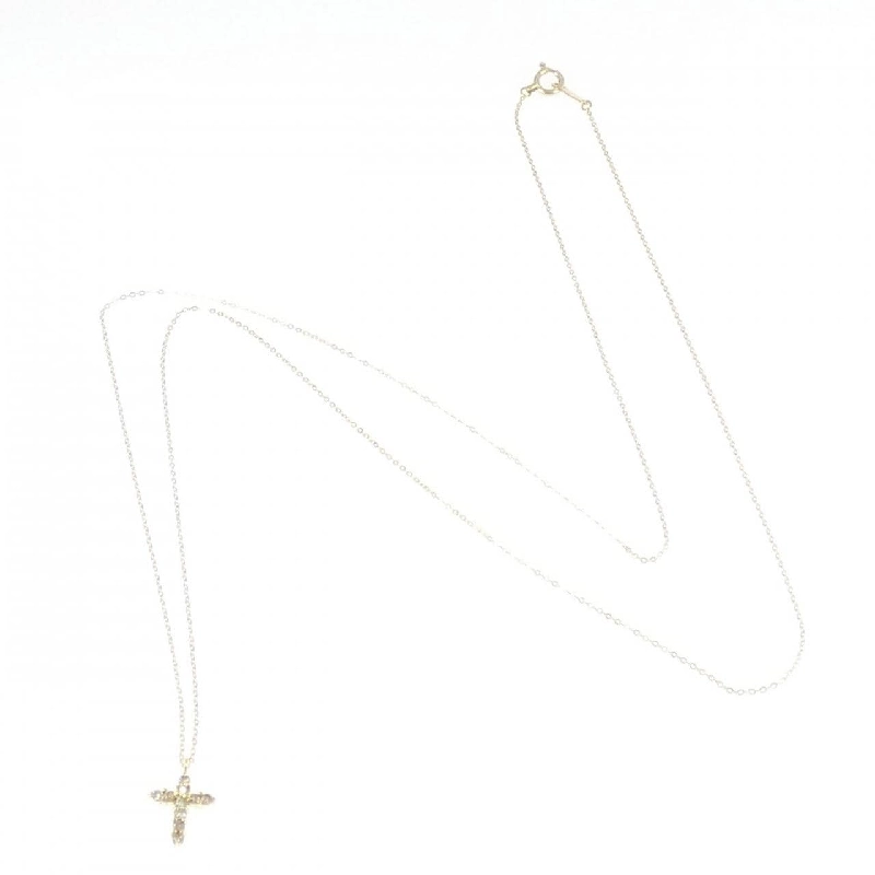 K18YG Dây chuyền kim cương chéo 0.1CT - Hàng hiệu chính hãng 846901