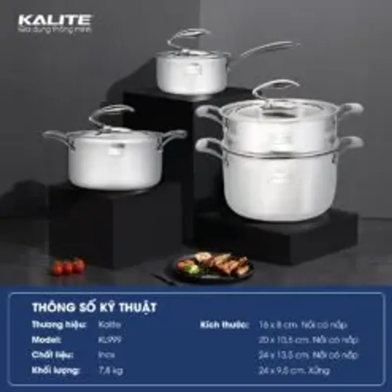 🥘 KL999 – Bộ nồi inox 3-5 lớp nguyên khối, tiết kiệm điện, giữ trọn dinh dưỡng! 708742