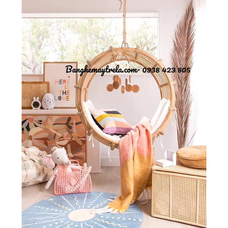 Ghế xích đu mây tròn treo trần nhà 509174