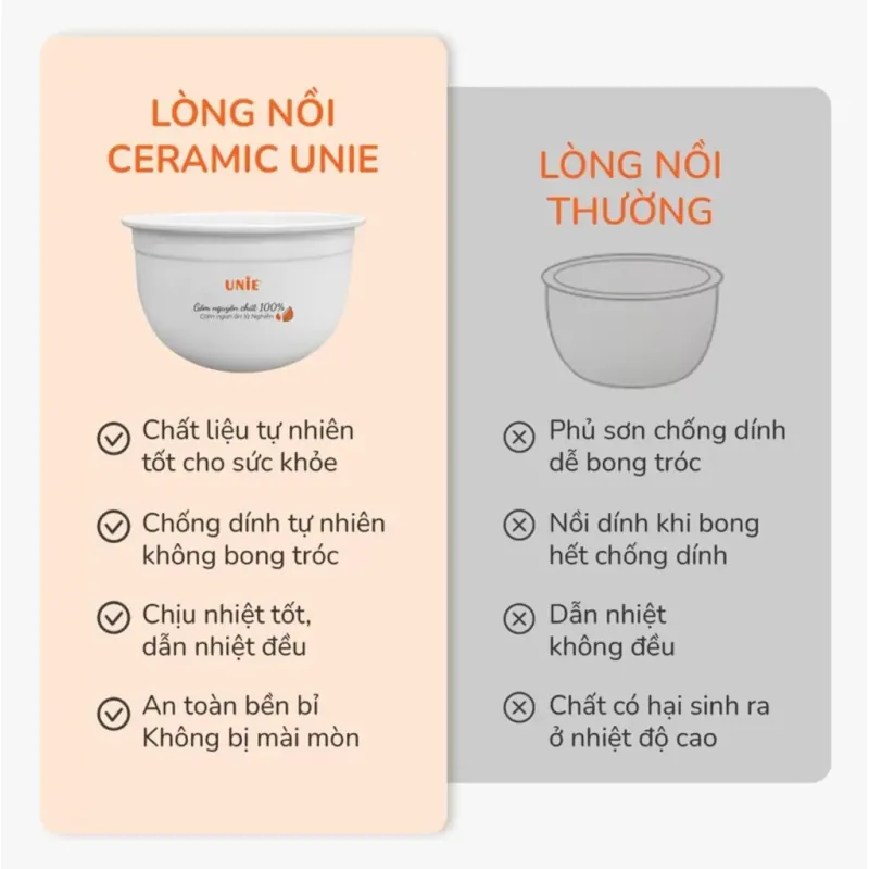 Nồi cơm điện lòng gốm tự nhiên UNIE URC815 783541