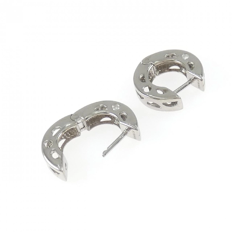 K18WG Bông tai kim cương hình vòng - Hàng hiệu Chính hãng 874234