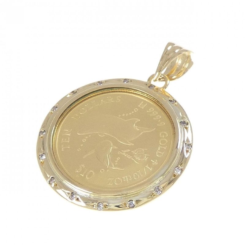 K18YG(枠) Dây chuyền đồng xu kim cương 0.08CT - Hàng hiệu Authentic 867527