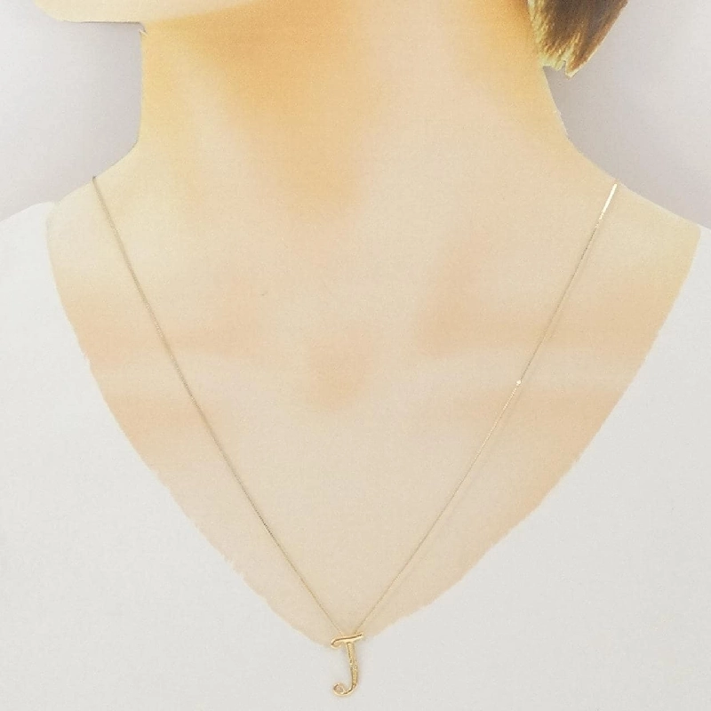 K18YG Chữ cái J Dây chuyền kim cương 0.01CT - Hàng hiệu Chính hãng 860968