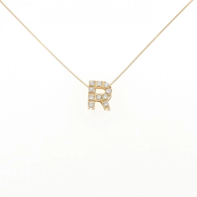 K18YG Chữ cái R Dây chuyền kim cương 0.13CT - Hàng hiệu Chính hãng 858672