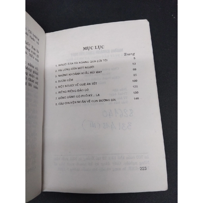Những khoảnh khắc rủi may Lý Biên Cương mới 70% bẩn bìa, ố, bung gáy, có chữ ký tác giả, chữ viết, tróc gáy 1998 HCM.ASB3010 448169