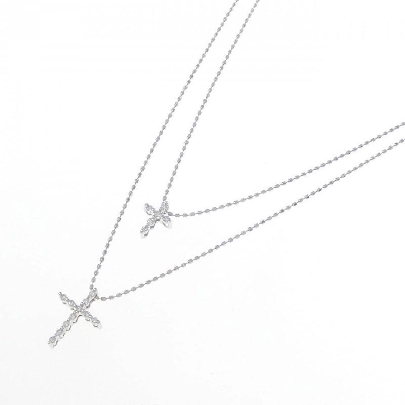 K18WG Dây chuyền kim cương chéo 0.05CT - Hàng hiệu Authentic 859625