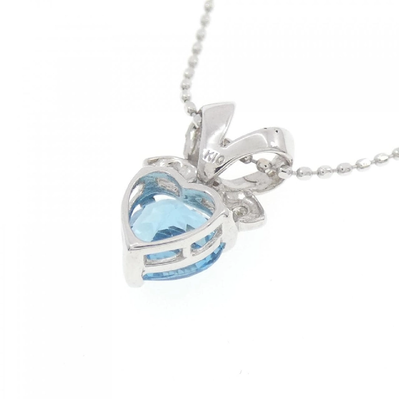 K10WG Heart × Ribbon Blue Topaz Necklace - Hàng hiệu Authentic 863735