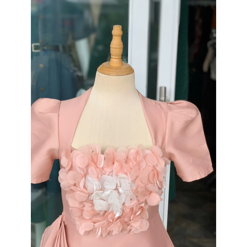 Chiếc váy hồng pastel đính hoa 3D xinh xắn  503159