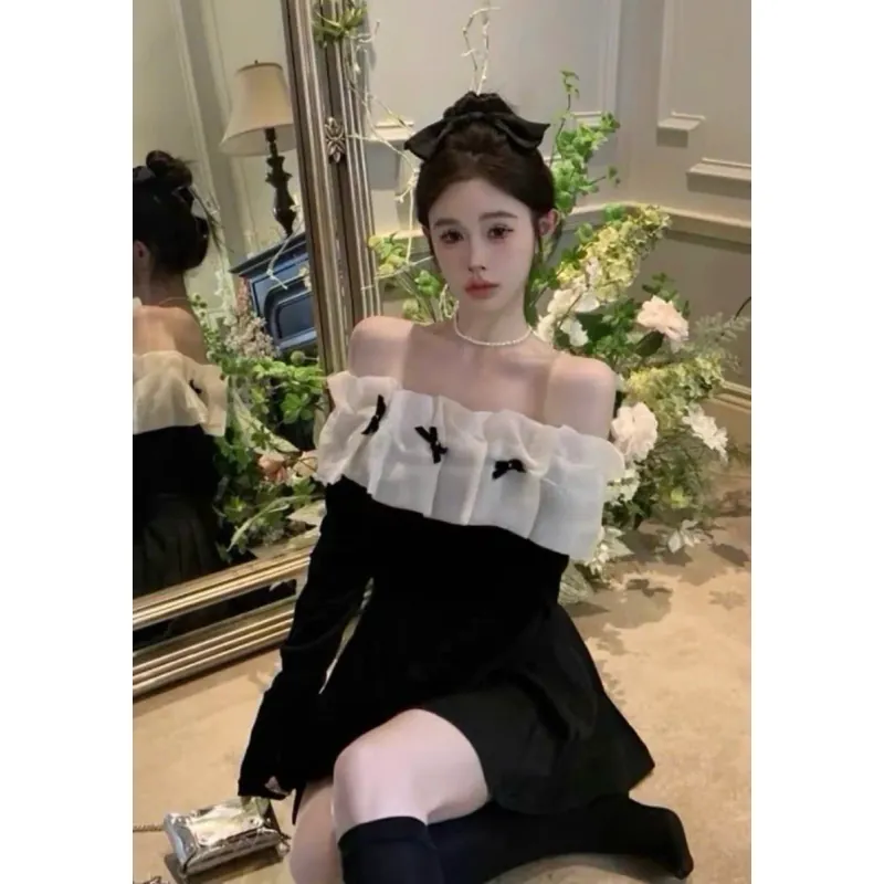 Váy nhung đen trắng 1010227