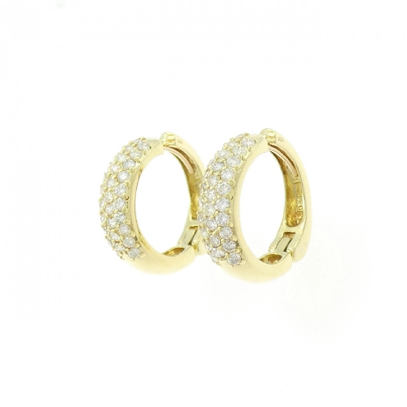 K18YG Pave Diamond Hoop Earrings 1.00CT - Hàng hiệu Authentic 875254