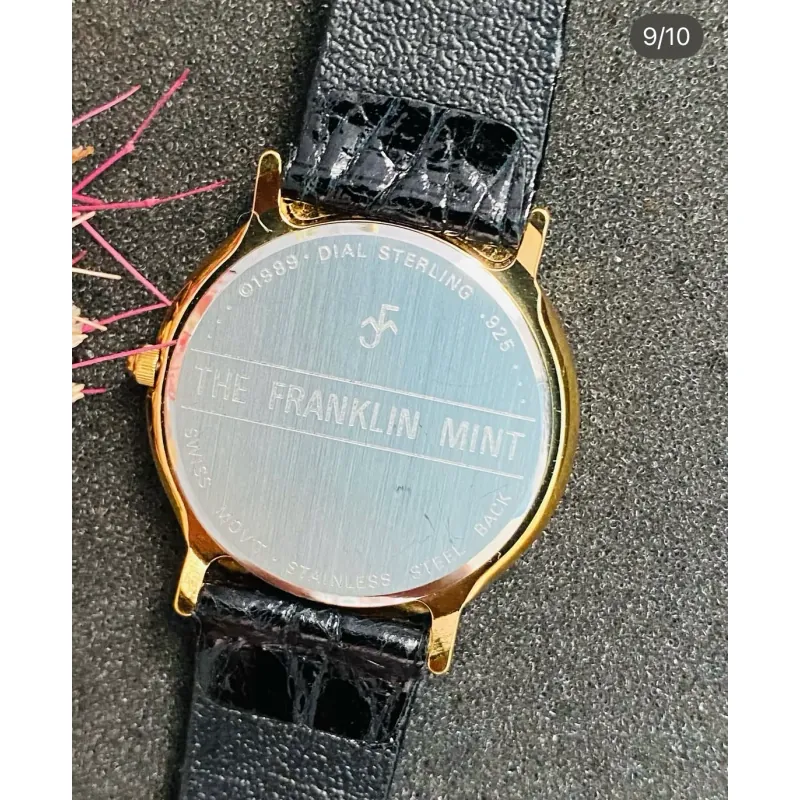 Đồng hồ mặt su bạc đúc, đính diamond vỏ bọc vàng dành cho nữ hiệu Franklin Mint mới 95% 557901