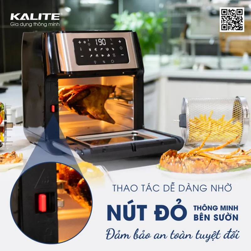 Nồi chiên không dầu KALITE Q10 10 lít, trục xiên quay, nhiều phụ kiện 796479