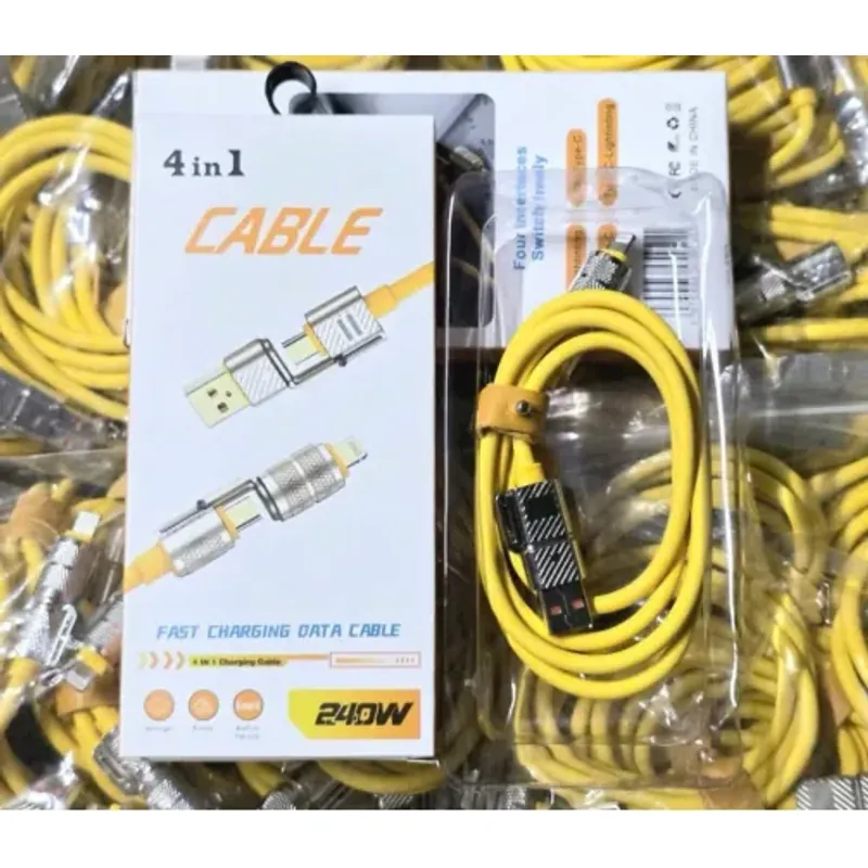cáp Sạc Nhanh 4 Đầu Chất Liệu Silicon, Đa Năng 240W, Đầu Sạc Bọc Thép Siêu Bền 1009723