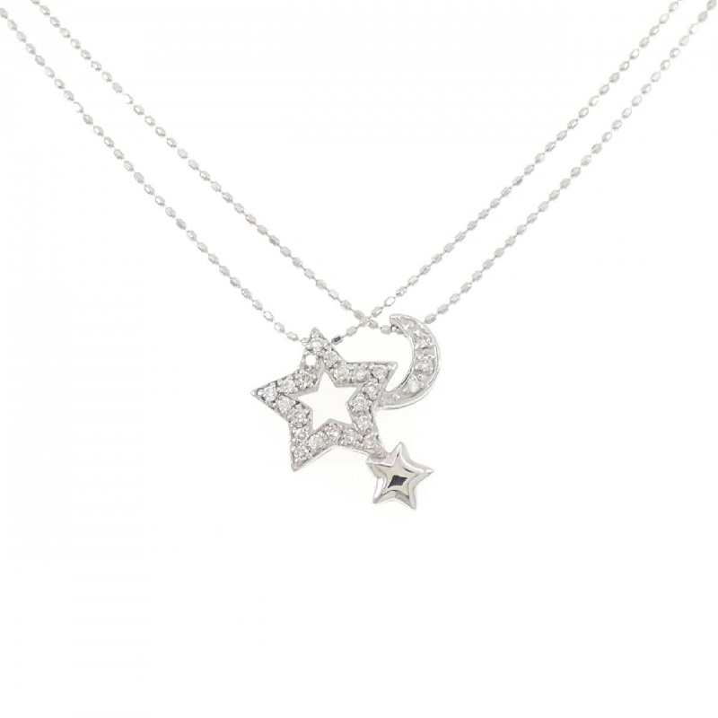 K18WG Ngôi sao × Mặt trăng Dây chuyền kim cương 0.15CT - Hàng hiệu Chính hãng 858952