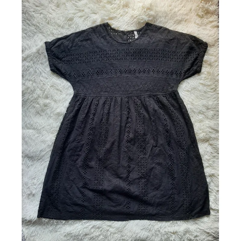 Đầm xô thêu Nhật babydoll màu đen, tay ngắn bigsize 933333