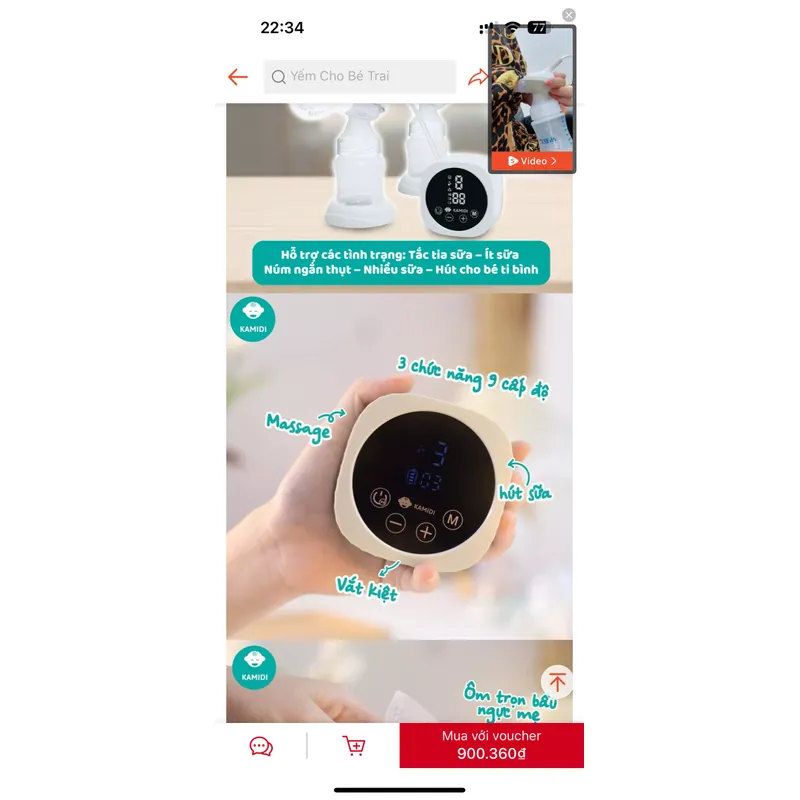 Máy Hút Sữa Điện Đôi Kamidi Max-Phễu Hút Silicon-Hút Kiệt-tặng áo hút sữa. Bảo hành 2 năm 711894